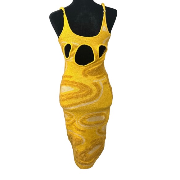 Interdee Viscose Yellow Cut Out Body Con Dress Size Small - Picture 6 of 7